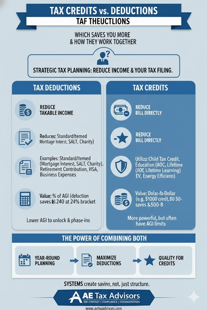 Tax Credits vs. Deductions — Which Saves You More?