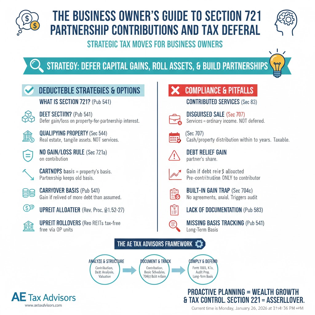 The Business Owner’s Guide to Section 721 Partnership Contributions and Tax Deferral.