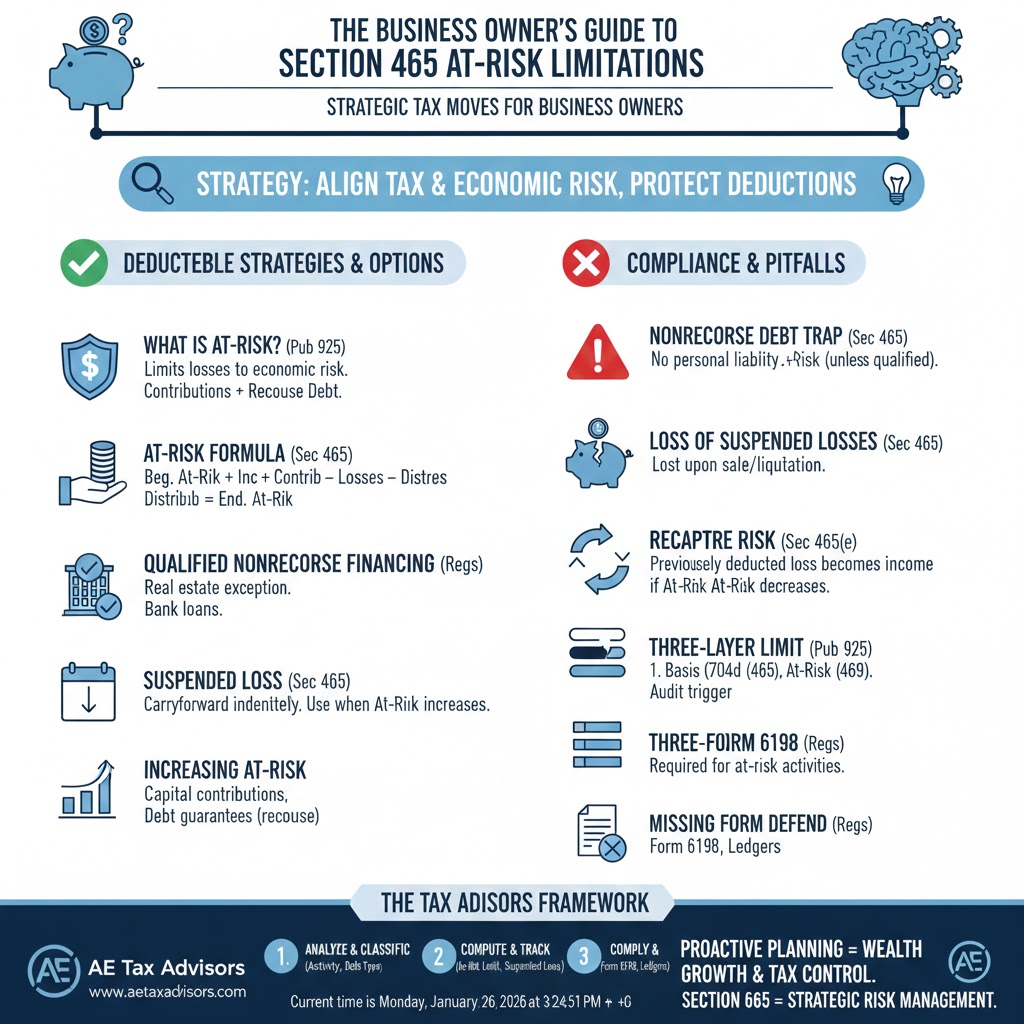 The Business Owner’s Guide to Section 465 At-Risk Limitations and Loss Recapture.