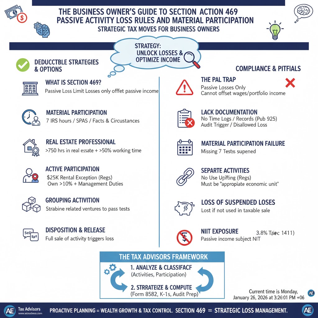 The Business Owner’s Guide to Section 469 Passive Activity Loss Rules and Material Participation.