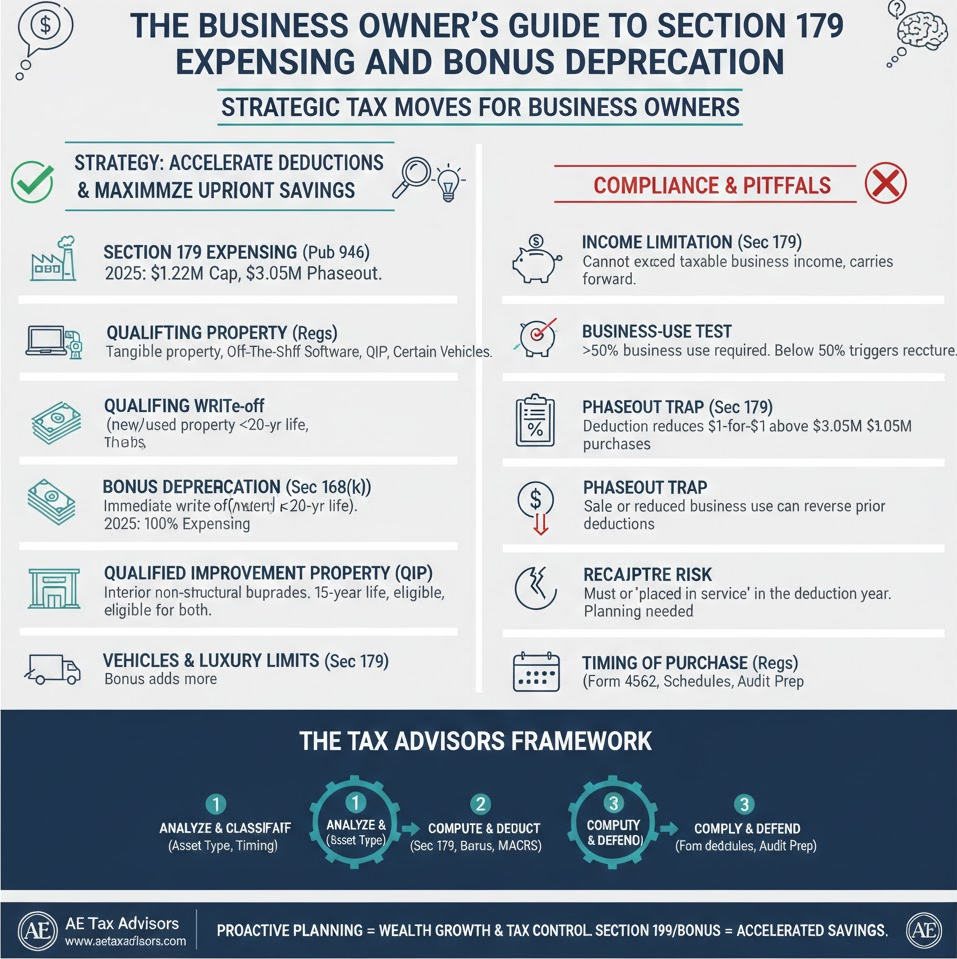 The Business Owner’s Guide to Section 179 Expensing and Bonus Depreciation.