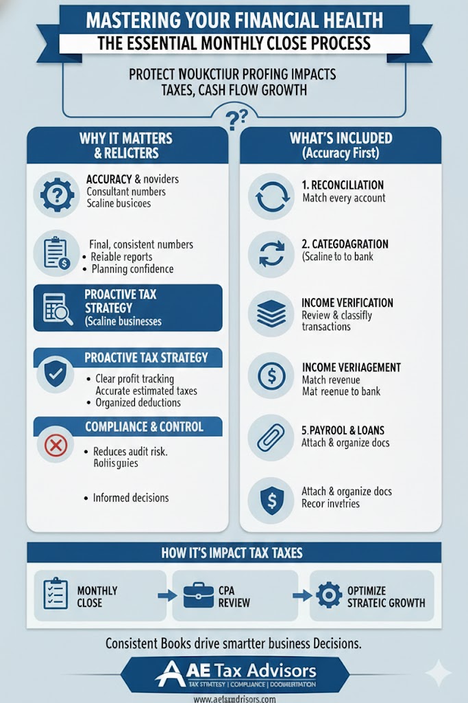 Why Every Business Needs a Monthly Close Process and How AE Tax Advisors Handles It