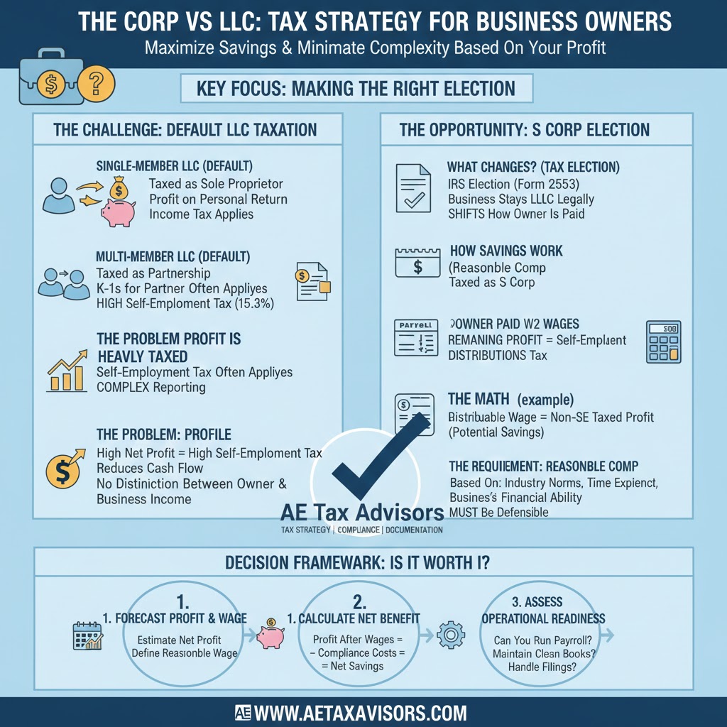 S-Corp tax strategy - S Corp vs LLC: What Changes on Your Taxes (And When It’s Worth It)