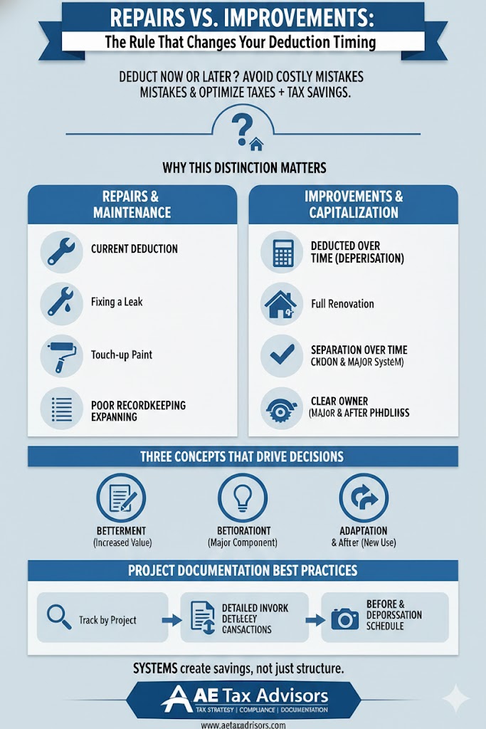 Repairs vs Improvements: The Rule That Changes Your Deduction Timing