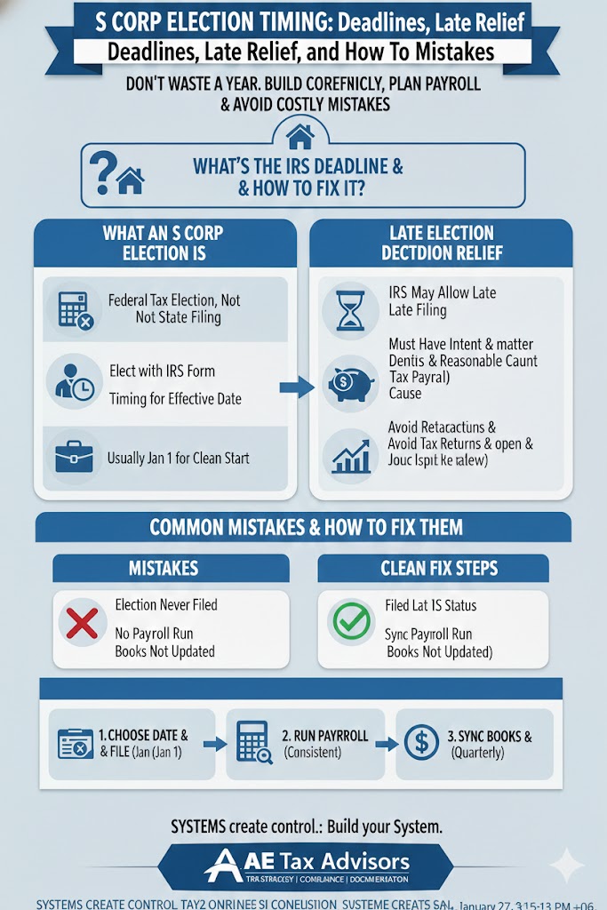 S-Corp tax strategy - S Corp Election Timing: Deadlines, Late Relief, and How To Fix Mistakes