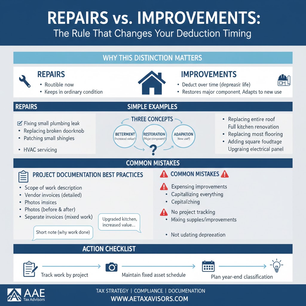 Repairs vs Improvements: The Rule That Changes Your Deduction Timing